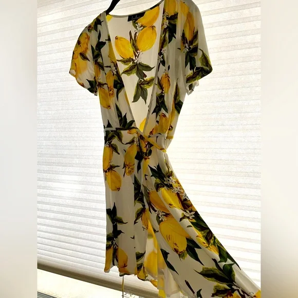 Lulus Lemon Mini Wrap Dress - Picture 1 of 3